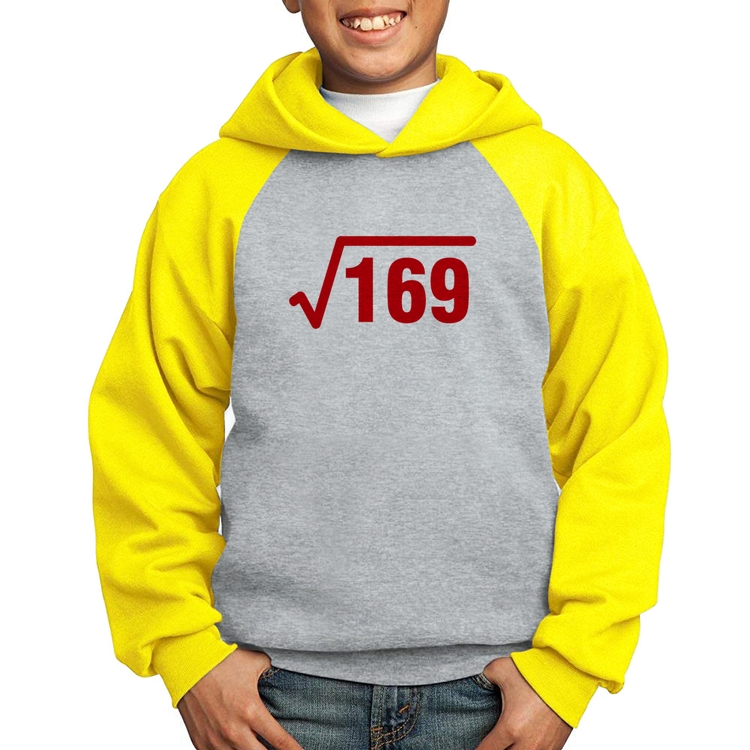 Moletom Infantil Raiz Quadrada 169 - Cinza/Amarelo