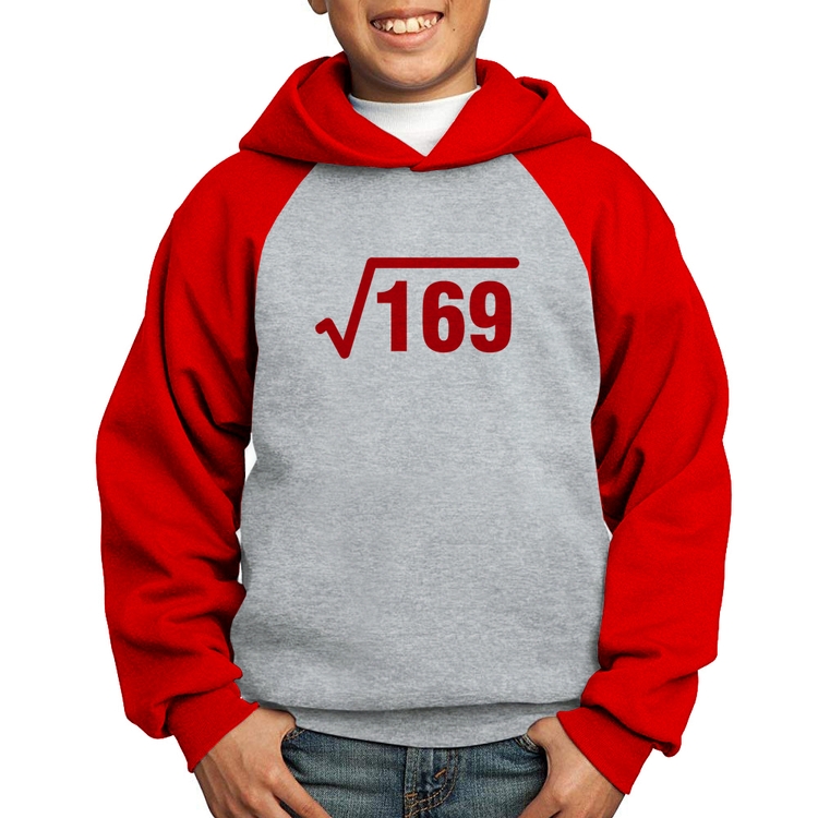 Moletom Infantil Raiz Quadrada 169 - Cinza/Vermelho