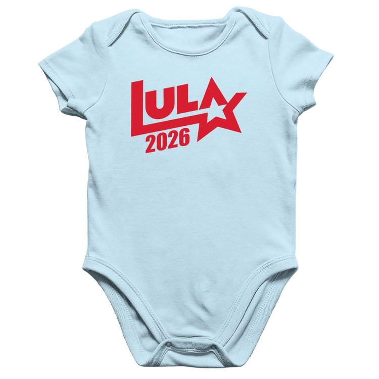 Body Bebê Algodão Lula 2026 Estrela PT 13 - Azul Bebê