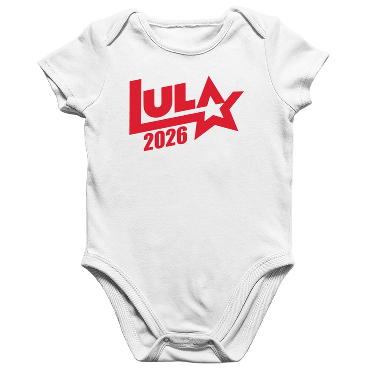 Body Bebê Algodão Lula 2026 Estrela PT 13 - Branco