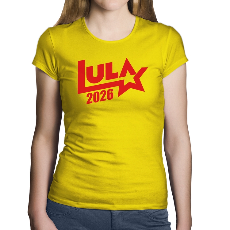 Baby Look Algodão Lula 2026 Estrela PT 13 - Amarela