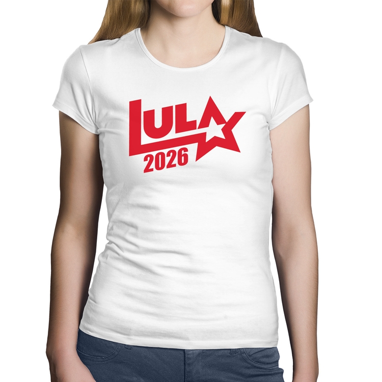 Baby Look Algodão Lula 2026 Estrela PT 13 - Branca