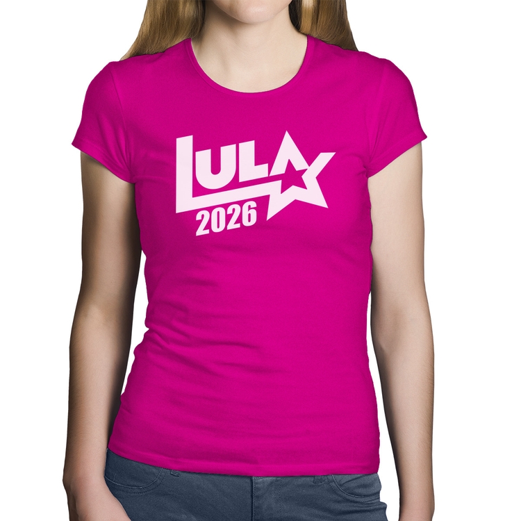 Baby Look Algodão Lula 2026 Estrela PT 13 - Rosa
