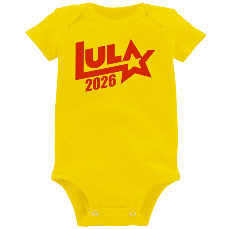 Body Bebê Lula 2026 Estrela PT 13 - Amarelo