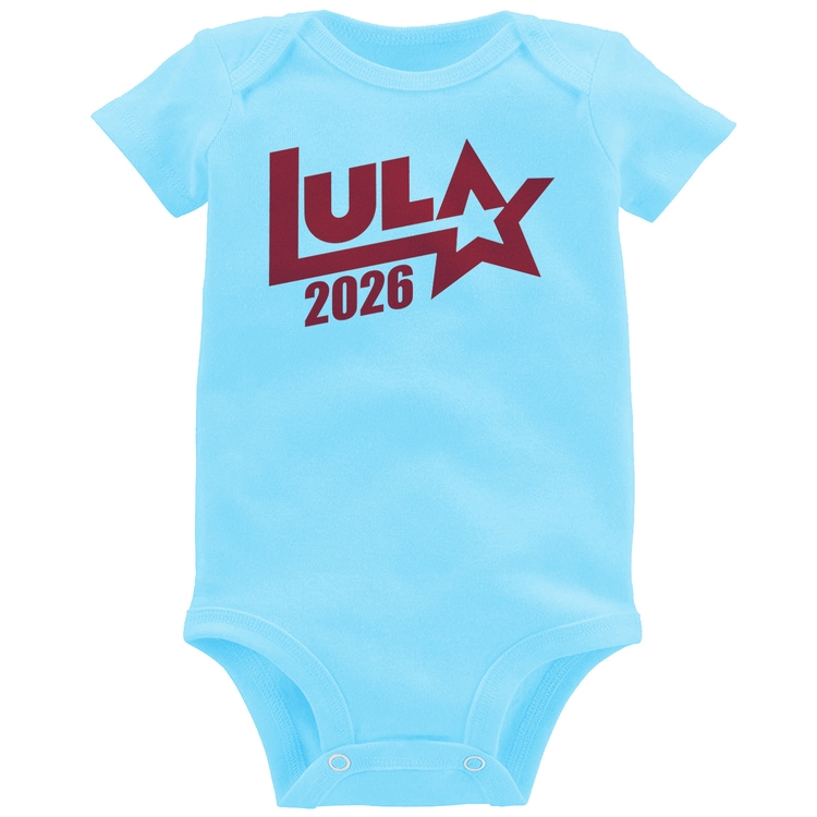 Body Bebê Lula 2026 Estrela PT 13 - Azul Bebê