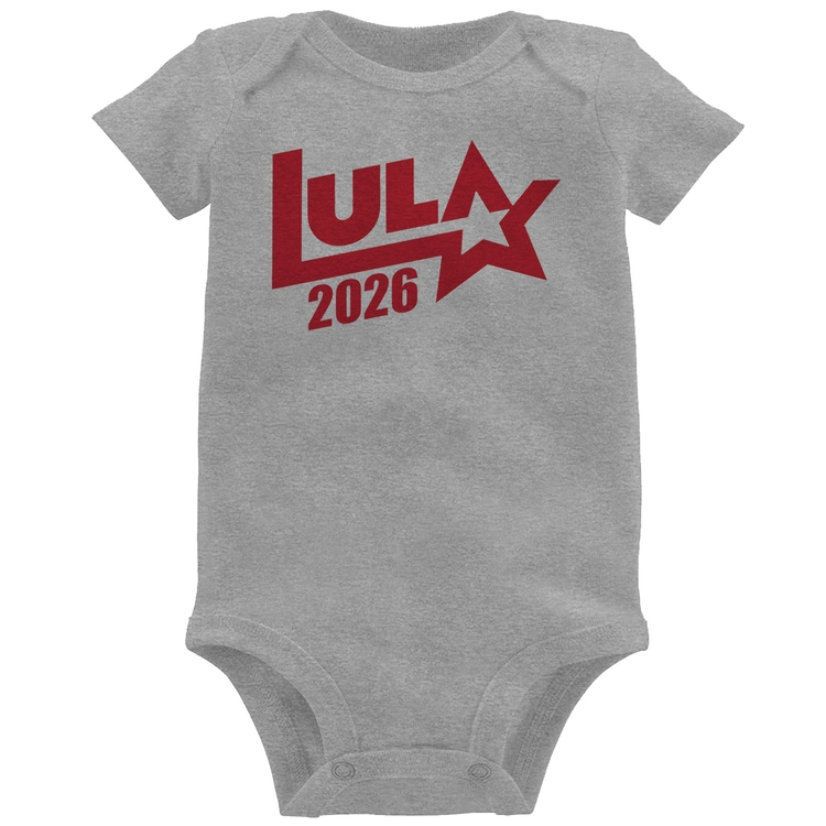 Body Bebê Lula 2026 Estrela PT 13 - Cinza