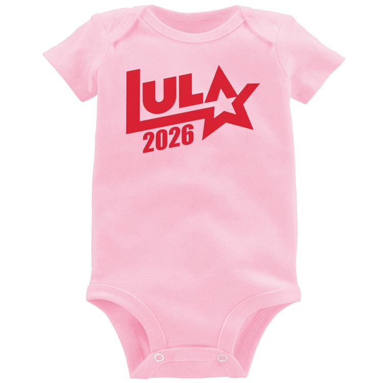 Body Bebê Lula 2026 Estrela PT 13 - Rosa Bebê