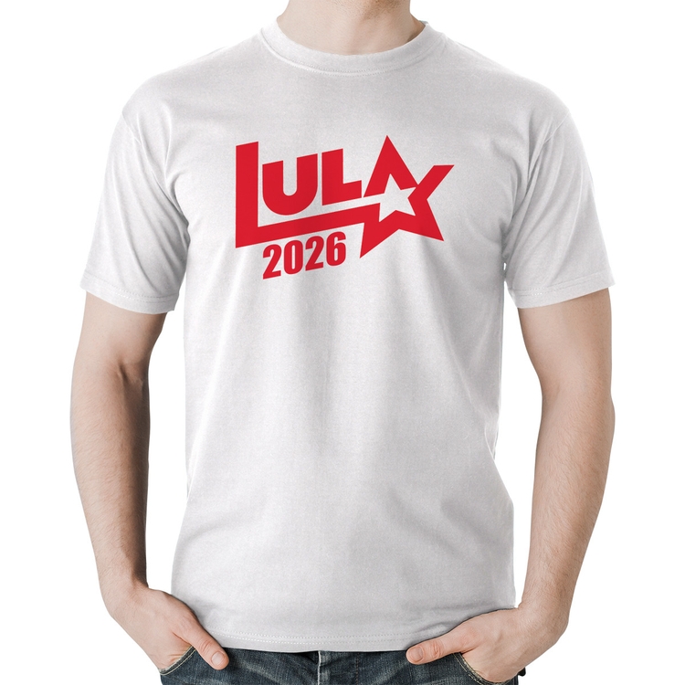Camiseta Algodão Lula 2026 Estrela PT 13 - Branca