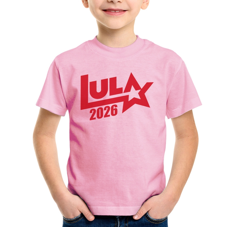 Camiseta Infantil Lula 2026 Estrela PT 13 - Rosa Bebê