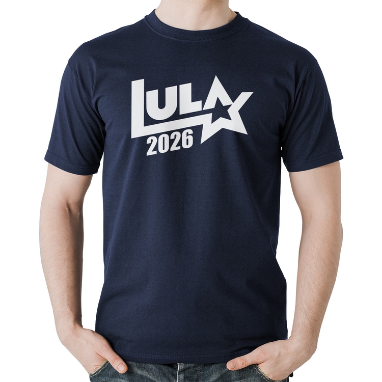 Camiseta Algodão Lula 2026 Estrela PT 13 - Marinho