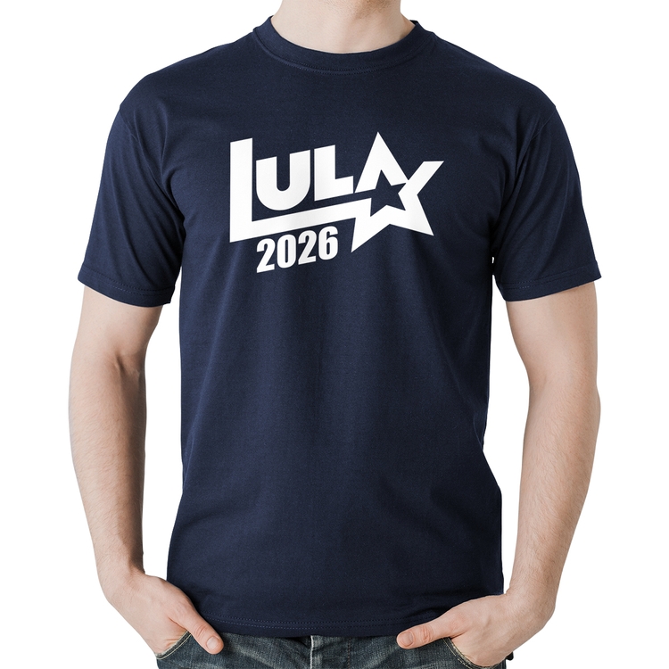 Camiseta Algodão Lula 2026 Estrela PT 13 - Marinho