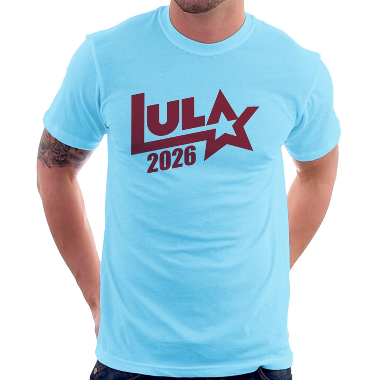 Camiseta Lula 2026 Estrela PT 13 - Azul Bebê