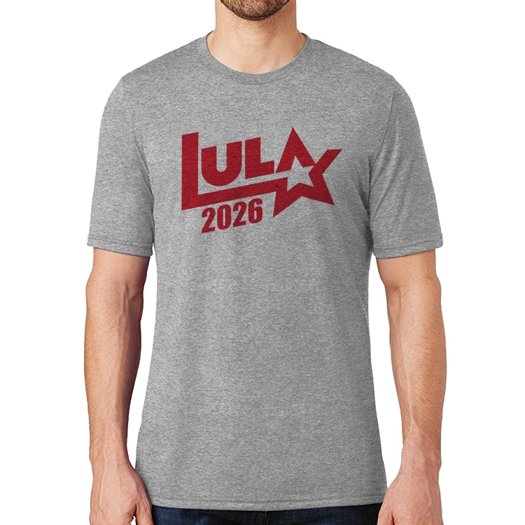 Camiseta Lula 2026 Estrela PT 13 - Cinza