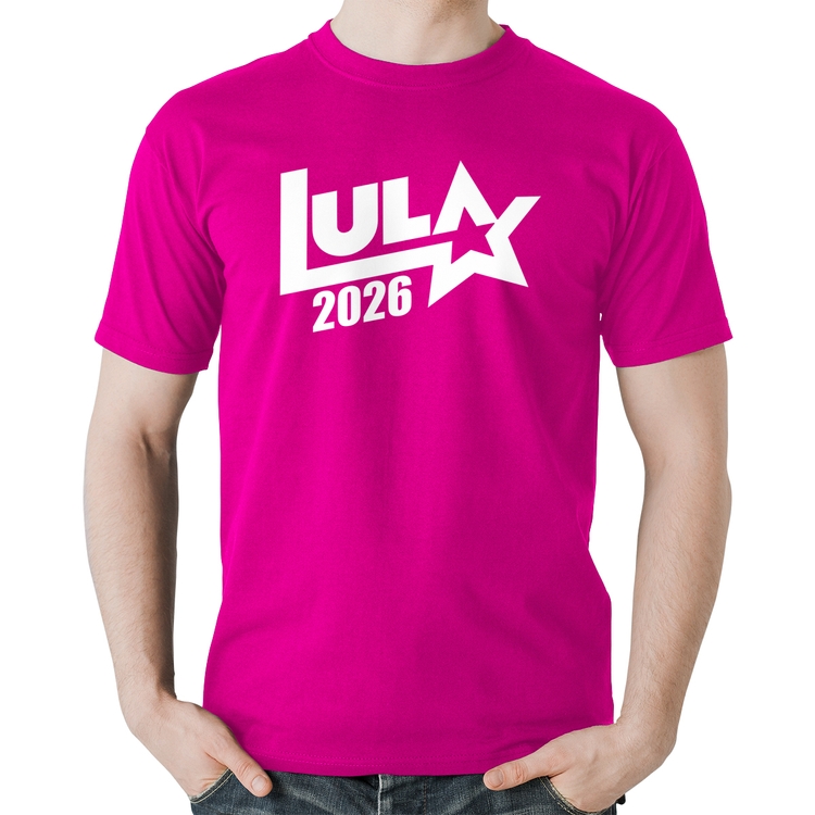 Camiseta Algodão Lula 2026 Estrela PT 13 - Rosa
