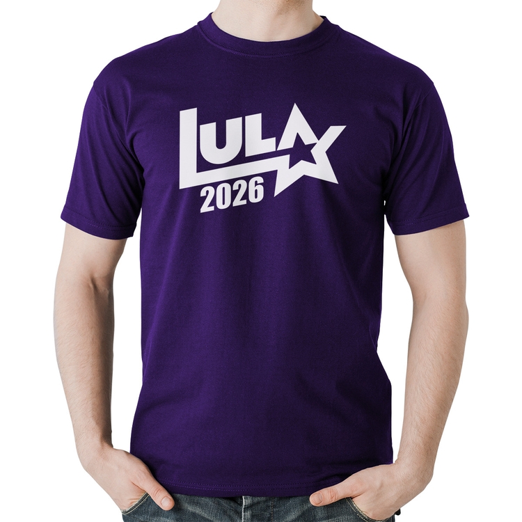 Camiseta Algodão Lula 2026 Estrela PT 13 - Roxa