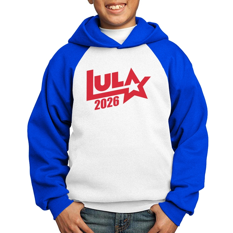 Moletom Infantil Lula 2026 Estrela PT 13 - Branco/Azul