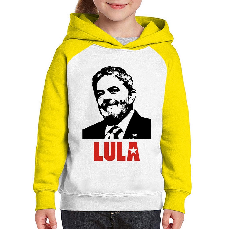 Moletom Infantil Lula 2026 PT 13 - Branco/Amarelo