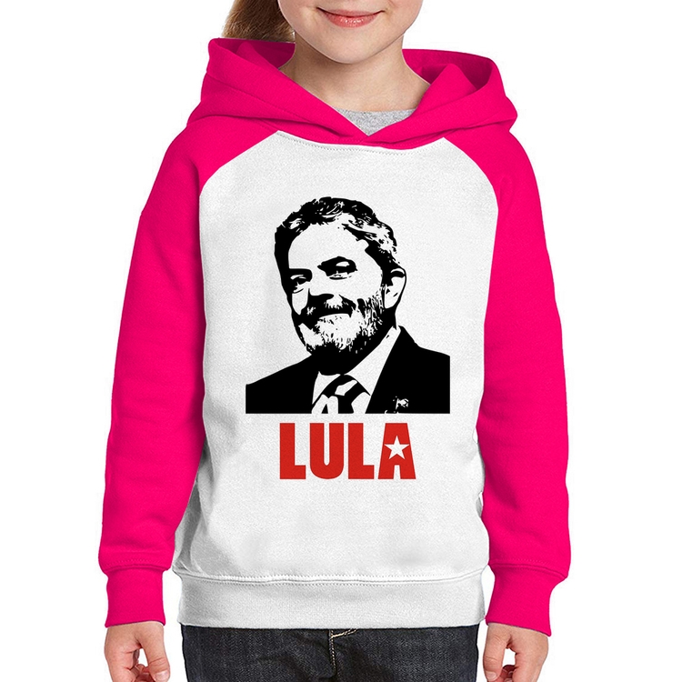 Moletom Infantil Lula 2026 PT 13 - Branco/Rosa
