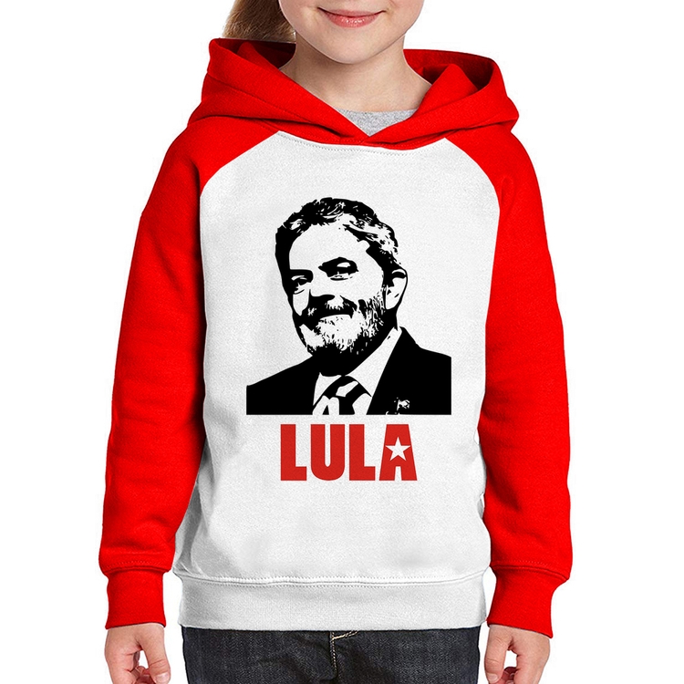 Moletom Infantil Lula 2026 PT 13 - Branco/Vermelho