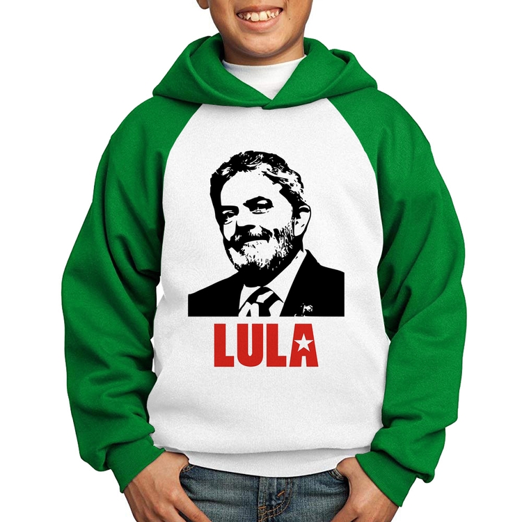 Moletom Infantil Lula 2026 PT 13 - Branco/Verde