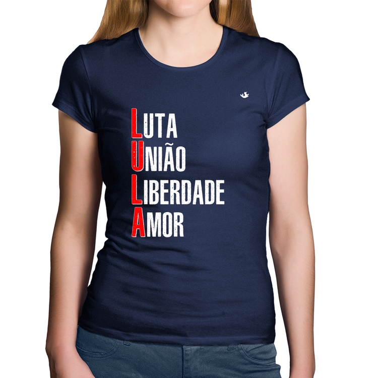 Baby Look Algodão LULA - Luta, União, Liberdade e Amor - Marinho