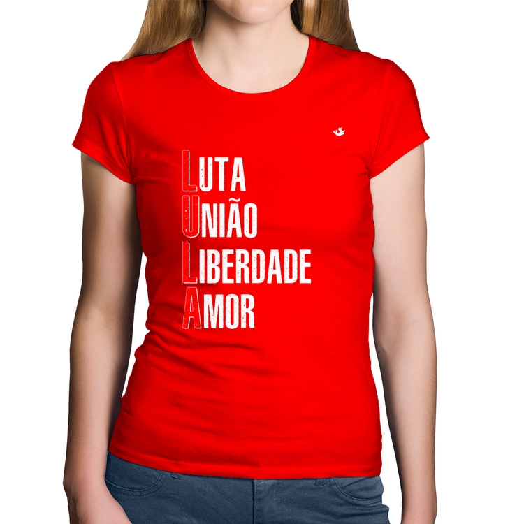 Baby Look Algodão LULA - Luta, União, Liberdade e Amor - Vermelha