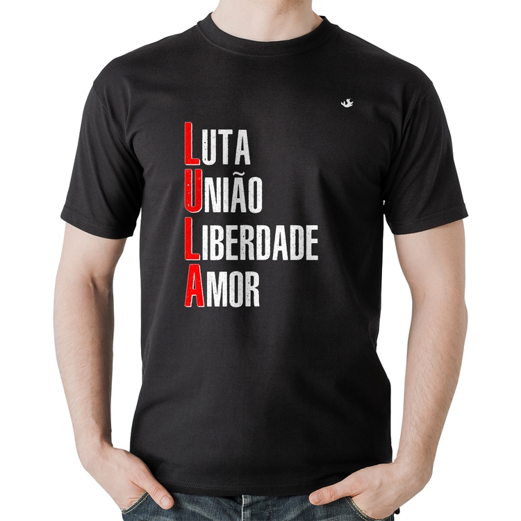 Camiseta Algodão LULA - Luta, União, Liberdade e Amor