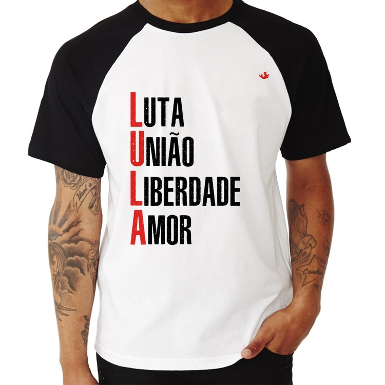 Camiseta Raglan LULA - Luta, União, Liberdade e Amor