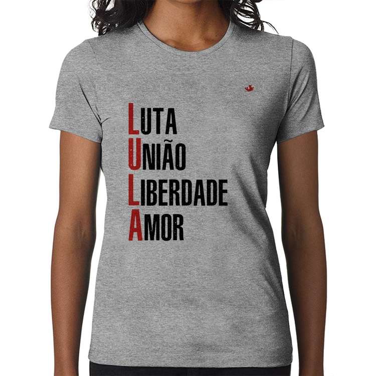 Baby Look LULA - Luta, União, Liberdade e Amor - Cinza