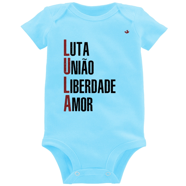Body Bebê LULA - Luta, União, Liberdade e Amor - Azul Bebê