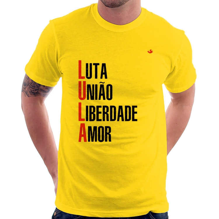 Camiseta LULA - Luta, União, Liberdade e Amor - Amarela