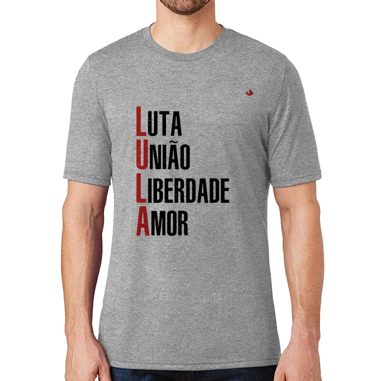 Camiseta LULA - Luta, União, Liberdade e Amor - Cinza