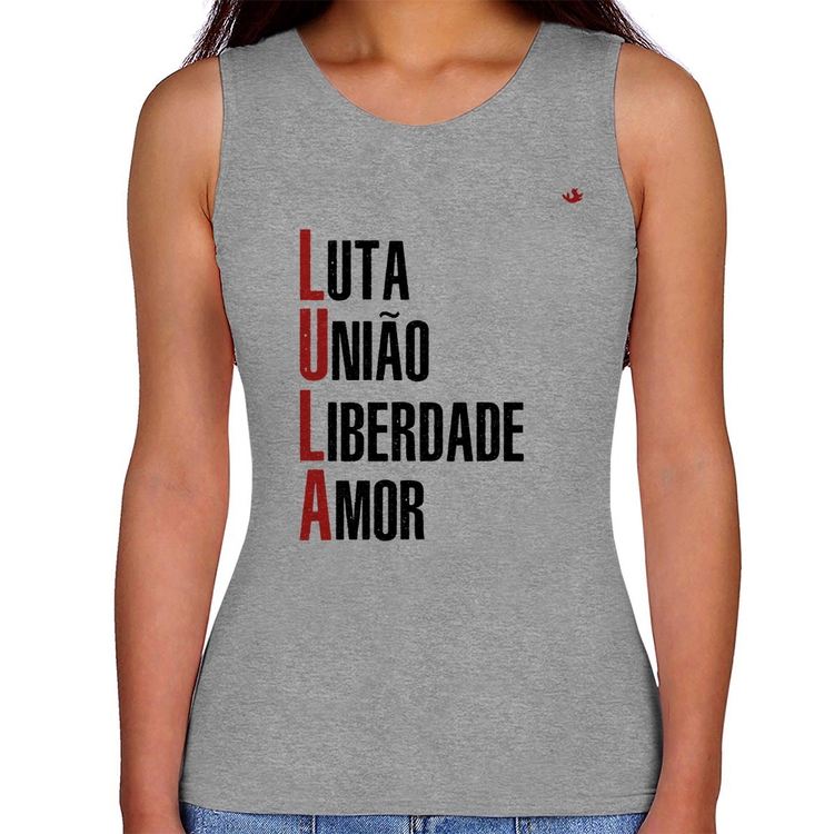 Regata Feminina LULA - Luta, União, Liberdade e Amor - Cinza