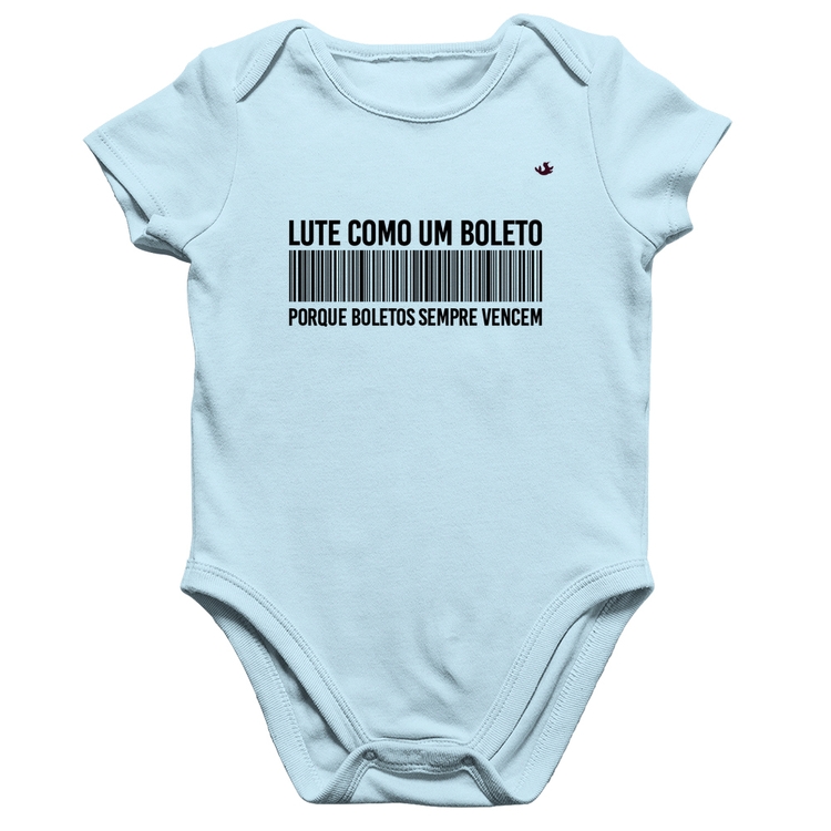 Body Bebê Algodão Lute como um boleto - Azul Bebê