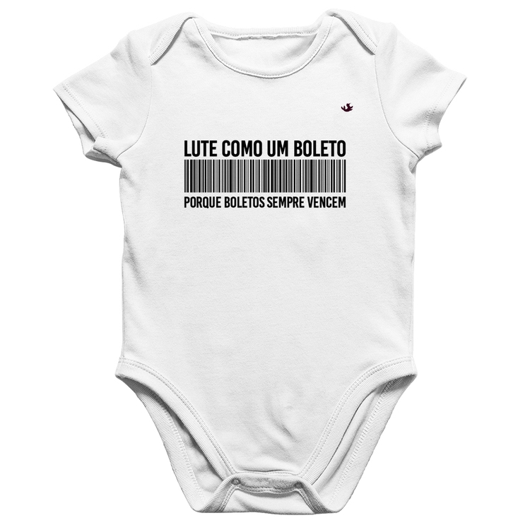 Body Bebê Algodão Lute como um boleto - Branco