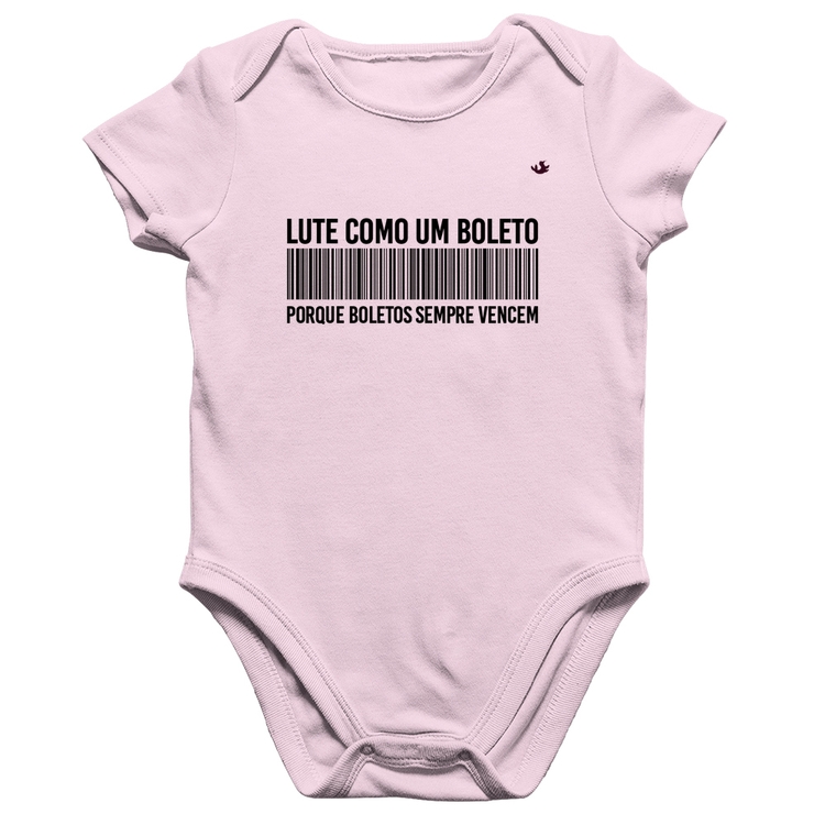 Body Bebê Algodão Lute como um boleto - Rosa Bebê