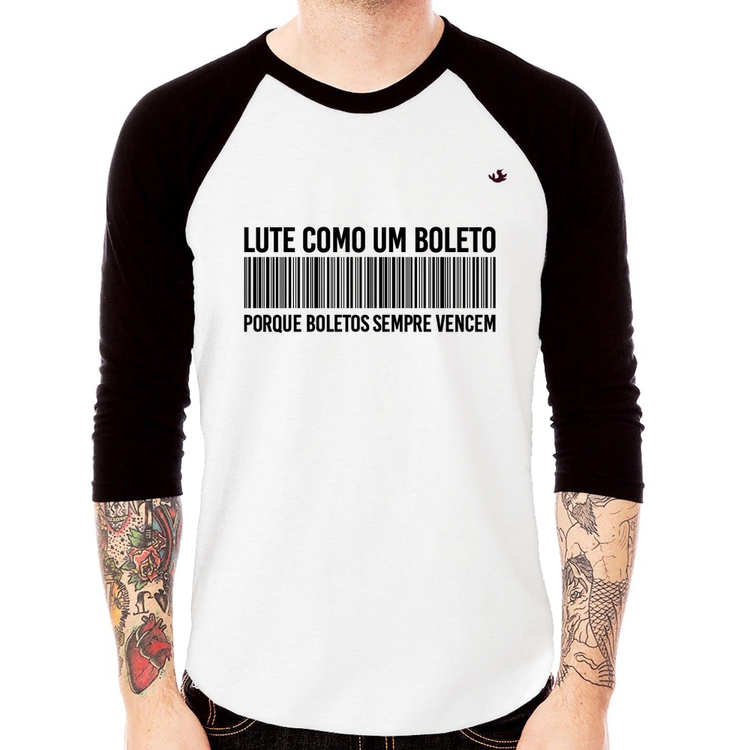 Camiseta Raglan Lute como um boleto Manga 3/4
