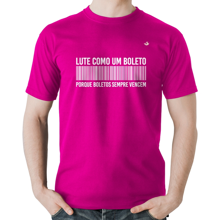 Camiseta Algodão Lute como um boleto - Rosa