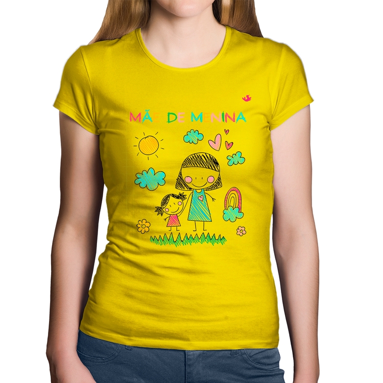 Baby Look Algodão Mãe de menina - Amarela