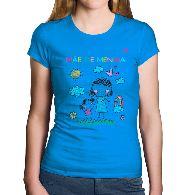 Baby Look Algodão Mãe de menina - Azul