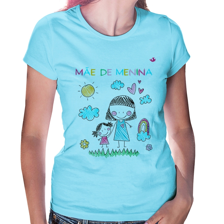 Baby Look Mãe de menina - Azul Bebê