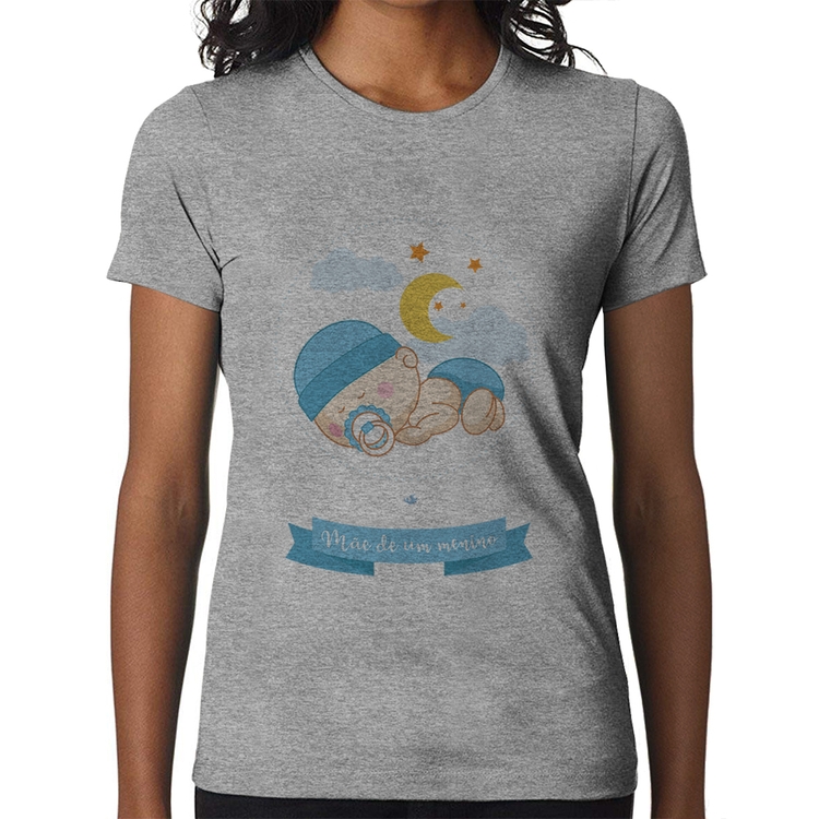 Baby Look Mãe de um menino - Cinza