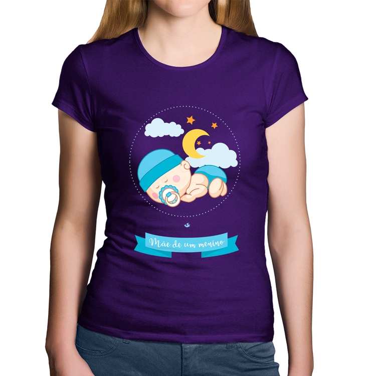 Baby Look Algodão Mãe de um menino - Roxa