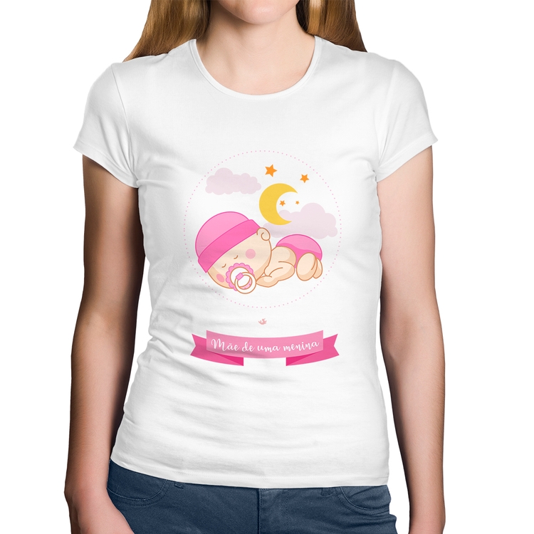 Baby Look Algodão Mãe de uma menina - Branca