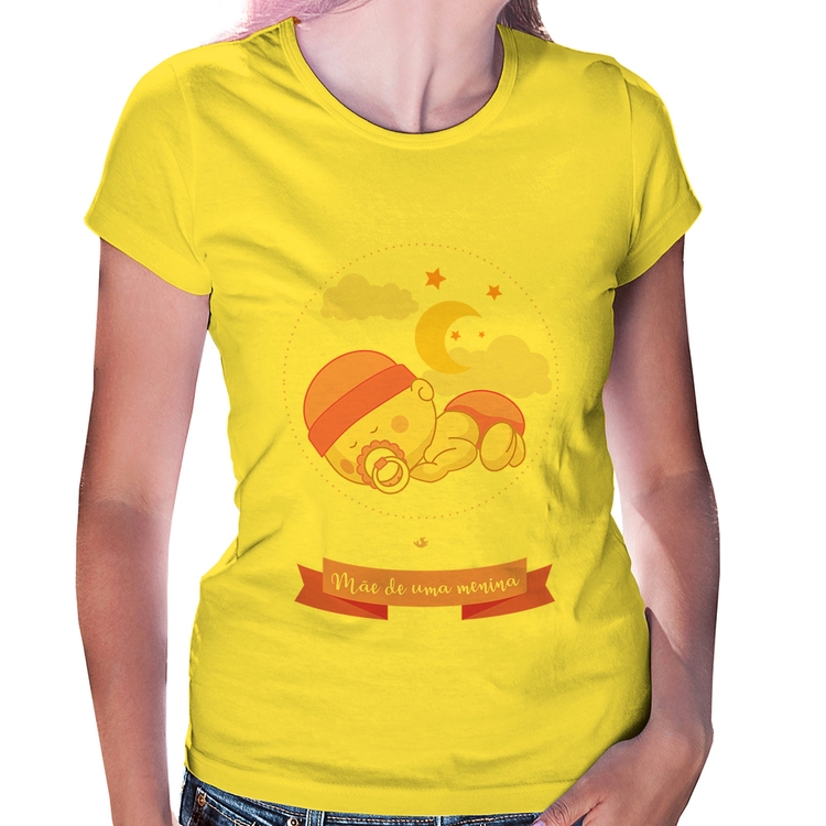 Baby Look Mãe de uma menina - Amarela