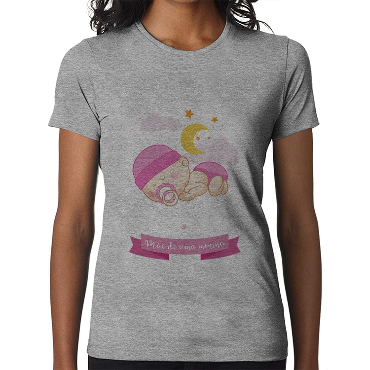 Baby Look Mãe de uma menina - Cinza