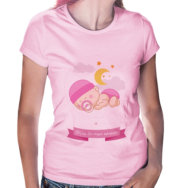 Baby Look Mãe de uma menina - Rosa Bebê