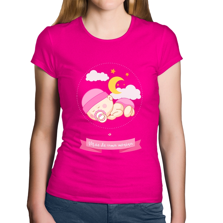 Baby Look Algodão Mãe de uma menina - Rosa