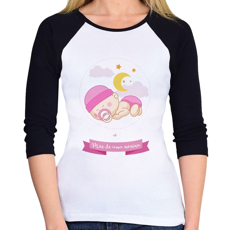 Baby Look Raglan Mãe de uma menina Manga 3/4