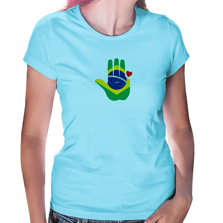 Baby Look Mão Lula Coração Bandeira Brasil 2026 PT 13 - Azul Bebê